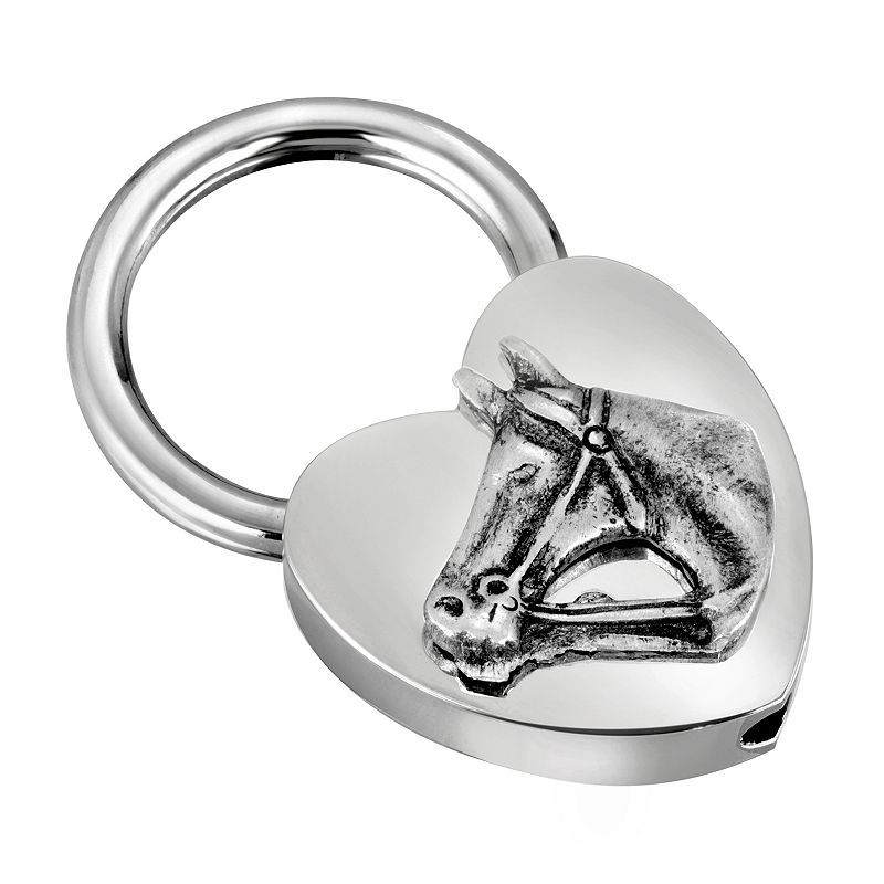 75564008 1928 Silver Tone Heart Shaped Horse Key Chain sku 75564008