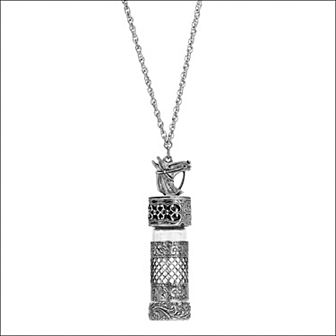 1928 Silver Tone Horse Vial Necklace