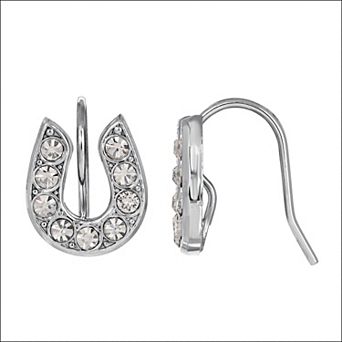 1928 Silver Tone Crystal Horseshoe Earrings
