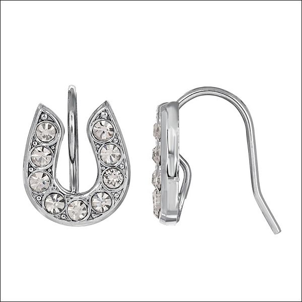 1928 Silver Tone Crystal Horseshoe Earrings