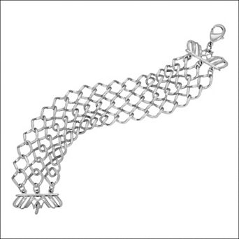 1928 Silver Tone Wide Link Mesh Bracelet