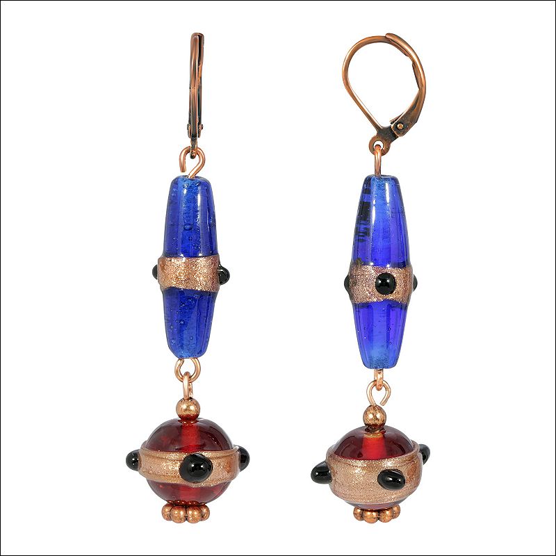 75564005 1928 Copper Tone Blue Drop Earrings, Womens sku 75564005