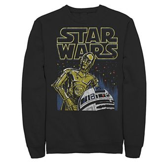 Men's Star Wars R2-D2 And C-3PO Title Logo Poster Sweatshirt
