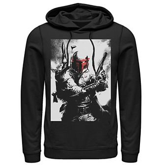 Men's Star Wars Boba Fett Faded Action Portrait Poster Hoodie