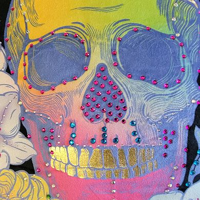 Edie@Home Halloween Velvet "Day of the Dead" Skeleton Throw Pillow