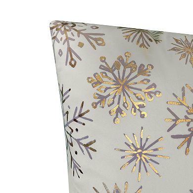 Edie@Home Snowflakes Velvet Foil Print Holiday Throw Pillow