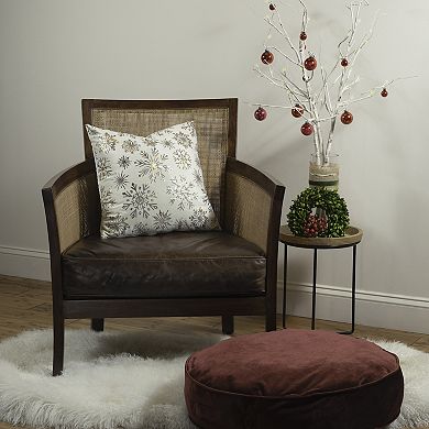 Edie@Home Snowflakes Velvet Foil Print Holiday Throw Pillow
