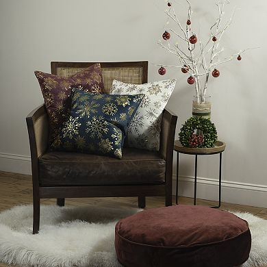 Edie@Home Snowflakes Velvet Foil Print Holiday Throw Pillow
