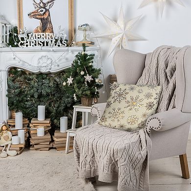 Edie@Home Snowflakes Velvet Foil Print Holiday Throw Pillow