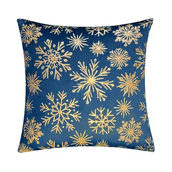 Edie@Home Snowflakes Velvet Foil Print Holiday Throw Pillow