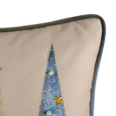 Edie@Home Modern Christmas Trees with Pearls & Embroidery Throw Pillow