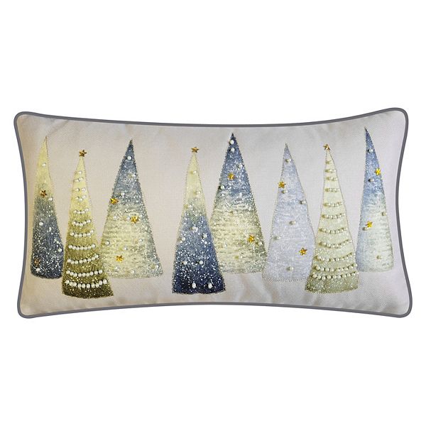 EdieHome Modern Christmas Trees with Pearls & Embroidery Throw Pillow