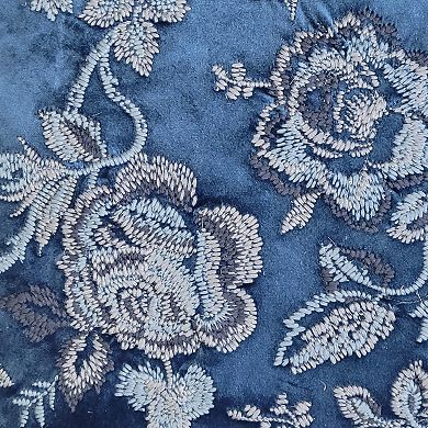 Edie@Home Velvet Crewel Embroidery Throw Pillow