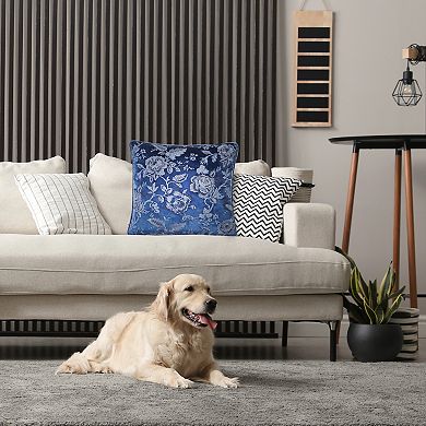 Edie@Home Velvet Crewel Embroidery Throw Pillow