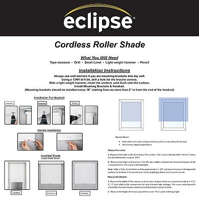 eclipse Arbor Solid 100% Total Blackout Cordless Roller Shade