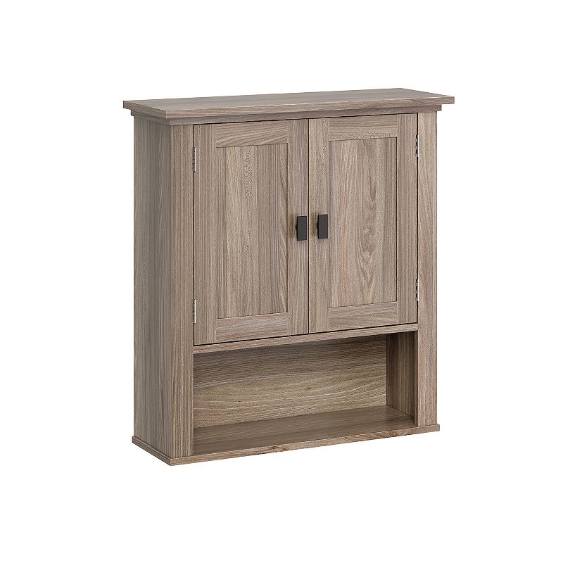 RiverRidge Hayward Two-Door Bathroom and Laundry Wall Mount Storage Medicine Cabinet with Fixed and Adjustable Shelf - Light Woodgrain: Composite Wood