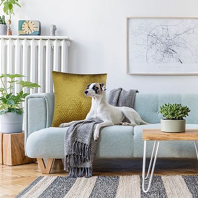 Edie@Home Embossed Velvet Hexagon Maze Throw Pillow