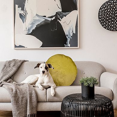 Edie@Home Embossed Velvet Hexagon Maze Throw Pillow