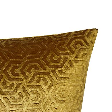 Edie@Home Embossed Velvet Hexagon Maze Throw Pillow