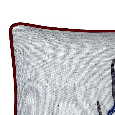 Edie@Home Watercolor Rooster Print with Ribbon Embroidery Throw Pillow