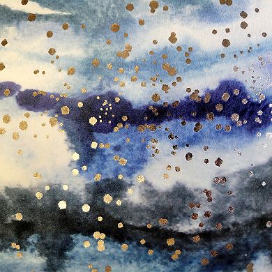 Edie@Home Blue Nebula Print with Embroidery Throw Pillow