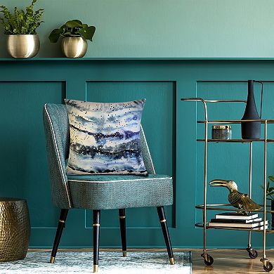 Edie@Home Blue Nebula Print with Embroidery Throw Pillow