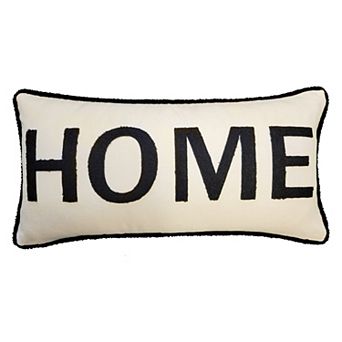 Edie@Home Home Plush Laser Cut with Buffalo Check Reverse Throw Pillow