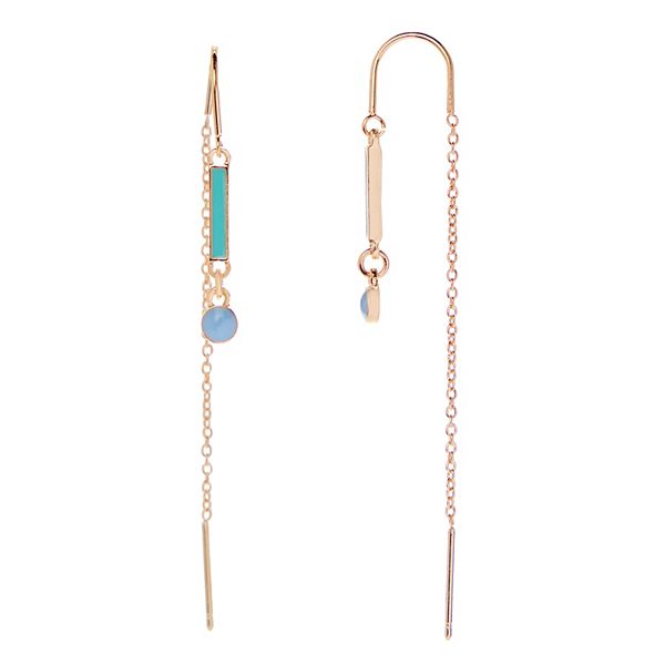 LC Lauren Conrad Blue Bead Threader Earrings