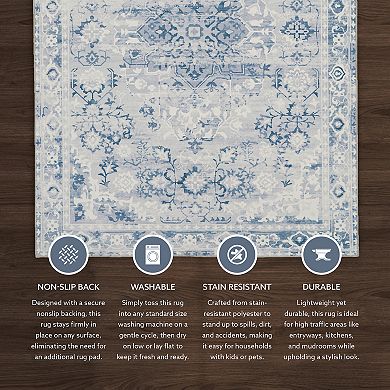 Linon Machine Washable Harris Area Rug