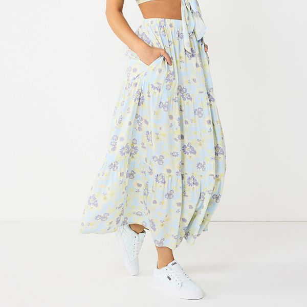 Juniors Rewind Tiered Maxi Skirt