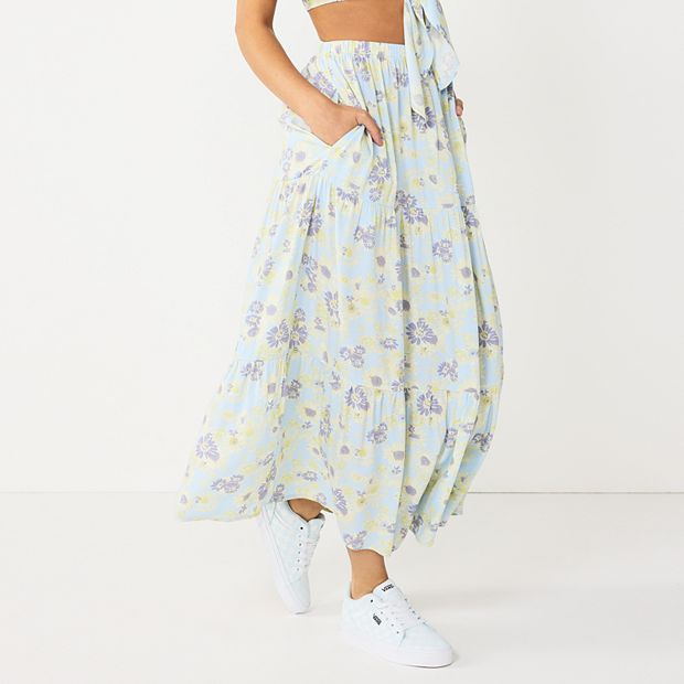 Juniors Rewind Tiered Maxi Skirt