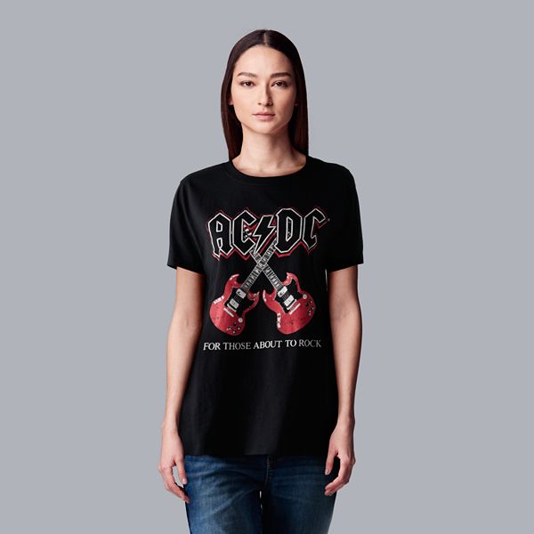 Women's Simply Vera Vera Wang AC/DC Guitars Graphic Band Tee
