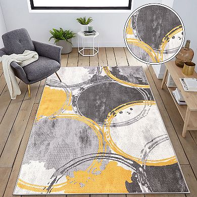 World Rug Gallery Sleek Modern Geometric Circle Area Rug