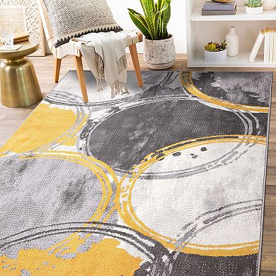 World Rug Gallery Sleek Modern Geometric Circle Area Rug