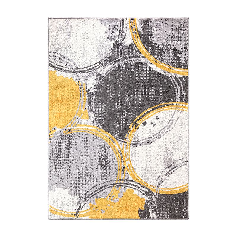 World Rug Gallery Contemporary Abstract Anti-Fatigue Standing Mat - Yellow 18x47