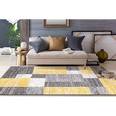 World Rug Gallery Modern Geometric Boxes Design Area Rug