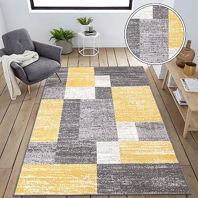 World Rug Gallery Modern Geometric Boxes Design Area Rug