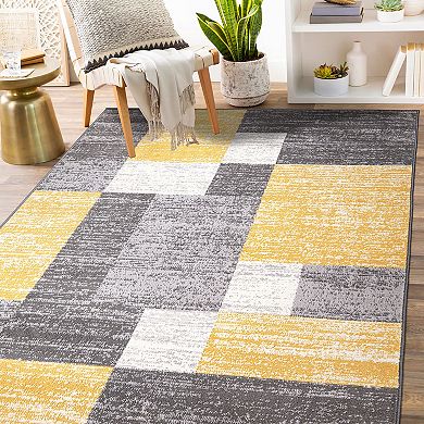 World Rug Gallery Modern Geometric Boxes Design Area Rug