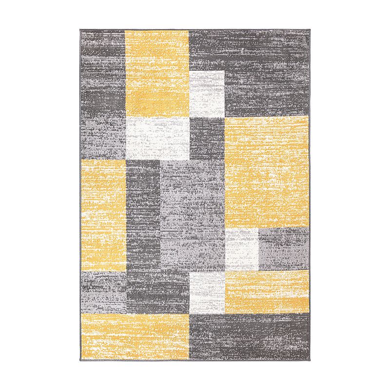 World Rug Gallery Contemporary Abstract Anti-Fatigue Standing Mat - Yellow 18x47