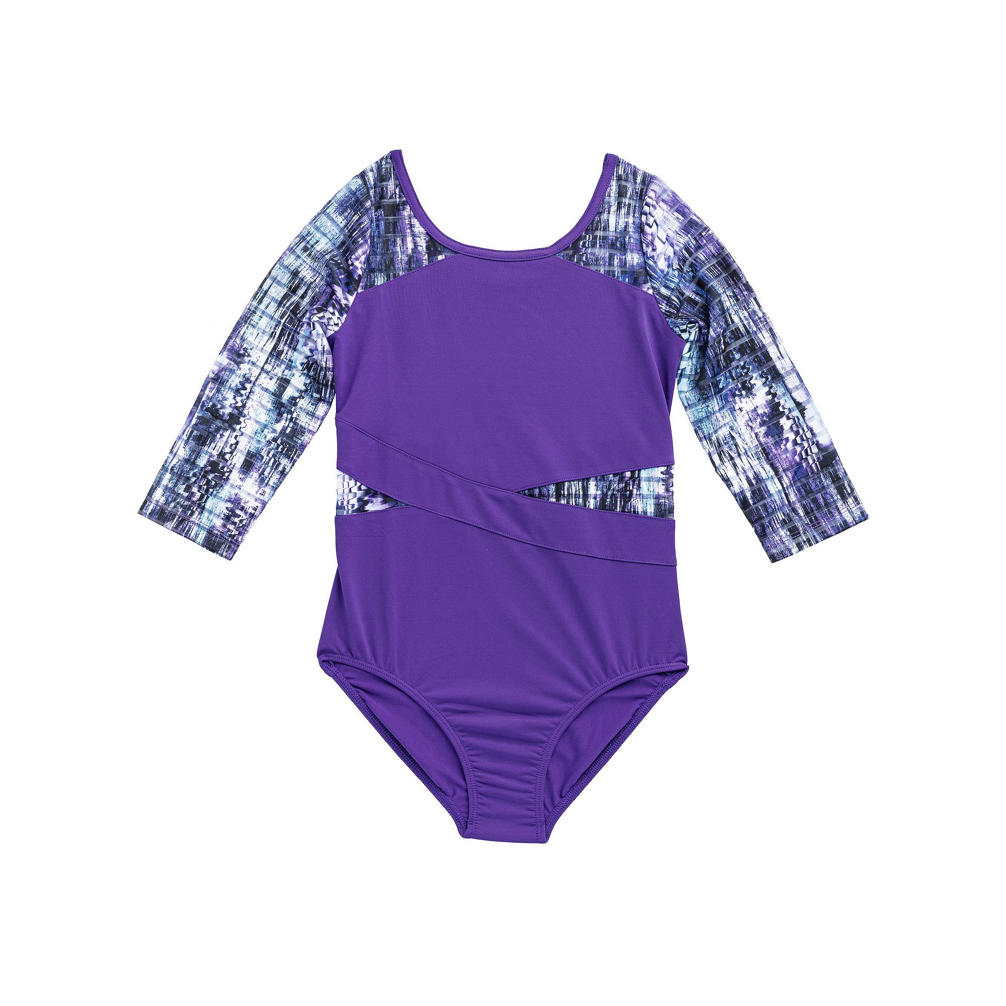Girls 4-16 Rainbeau Moves 3/4-Sleeve Leotard, Girls, Size: Large, Purple