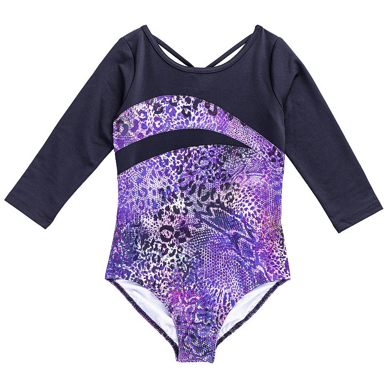 Girls 4-16 Rainbeau Moves 3/4-Sleeve Fashion Leotard, Girls, Size: XS, Bla