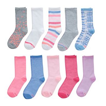 Girls Hanes® 10 Pairs Ultimate Lightweight Crew Socks