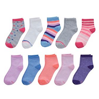 Girls Hanes® 10 Pairs Ultimate Lightweight Ankle Socks