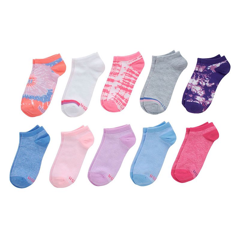 Girls Hanes Ultimate 10-Pack No-Show Socks, Girls, Size: Small, Multicolor