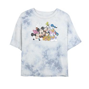 Juniors' Disney Mickey Classic Characters Bombard Wash Crop Graphic Tee