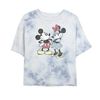 Juniors' Disney Mickey And Minnie Retro Friends Bombard Wash Crop Graphic Tee