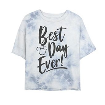 Juniors' Disney Park Best Day Every Mickey Head Silhouette Bombard Wash Crop Graphic Tee