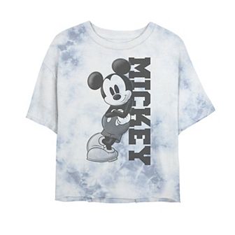 Disney's Mickey Mouse Juniors' Leaning on Name Bombard Wash Crop Graphic Tee