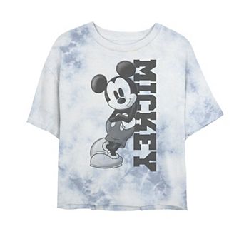 Disney's Mickey Mouse Juniors' Leaning on Name Bombard Wash Crop Graphic Tee