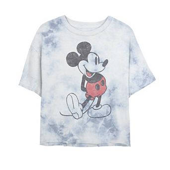 Disney's Mickey Mouse Juniors' Vintage Portrait Bombard Wash Crop Graphic Tee